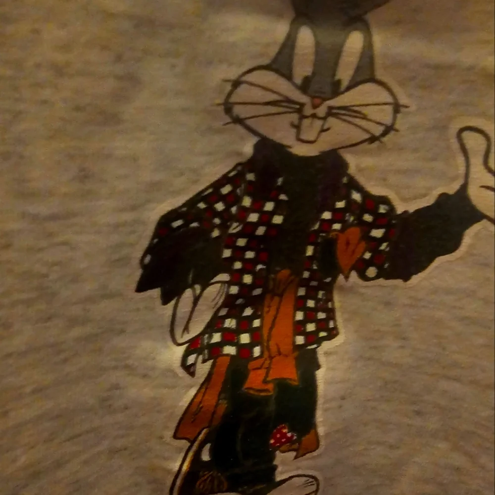 Vintage 1990s LOONEY TUNES Grey Button Up Baseball JERSEY T-Shirt - Picture 2 of 4